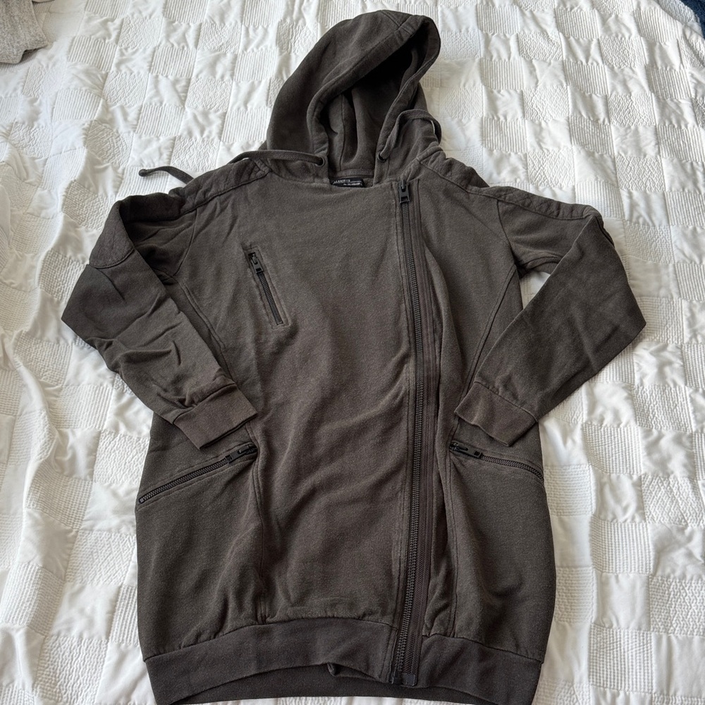 All Saints Taupe Hooded Jacket